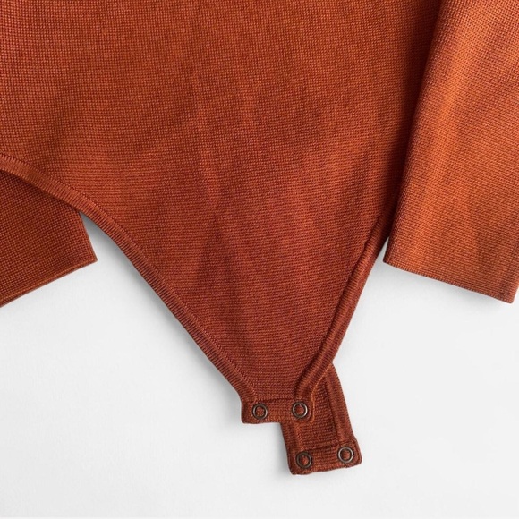 Abercrombie & Fitch NEW Sweater Bodysuit Burnt Orange Rust Thong Back Sz XS - Picture 3 of 7